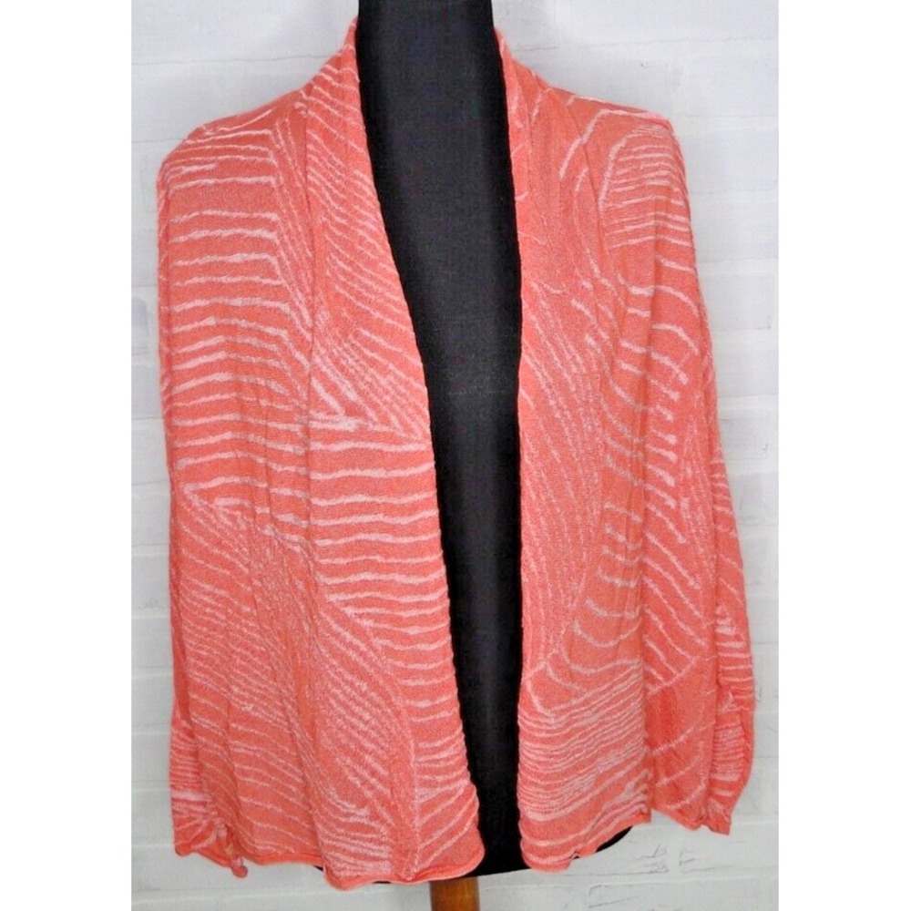 Lafayette 148 New York Cardigan Open Front Sweater Drape Neck Texture Knit Small